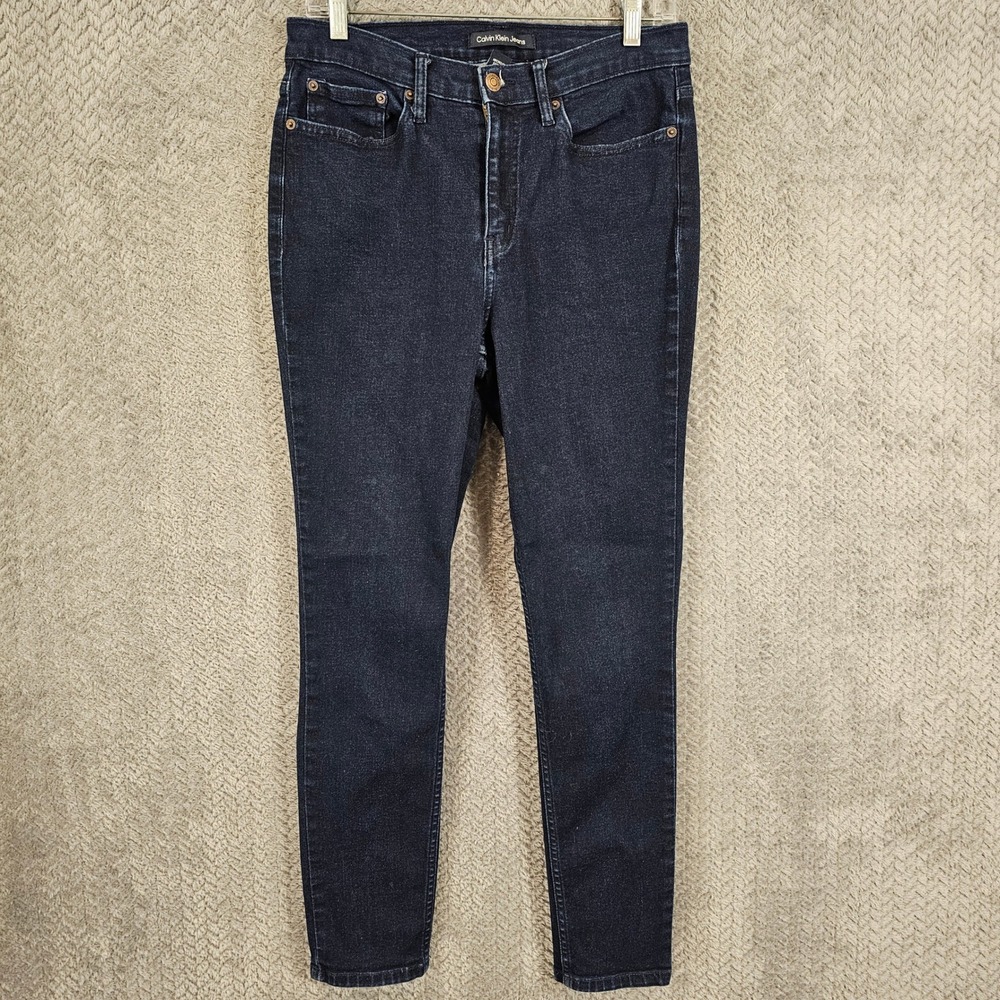 Calvin Klein Jeans Womens Size 10‎ Dark Wash High Rise Skinny Stretch Denim Blue